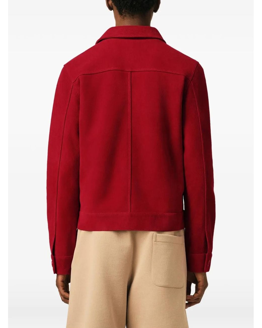 AMI Red Veste En Cuir Suédé À Logo Ami De Cœur for men