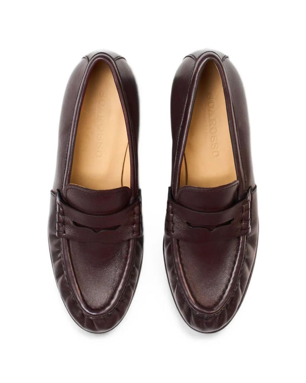Scarosso Brown Mar Gathered-Stitch Loafers