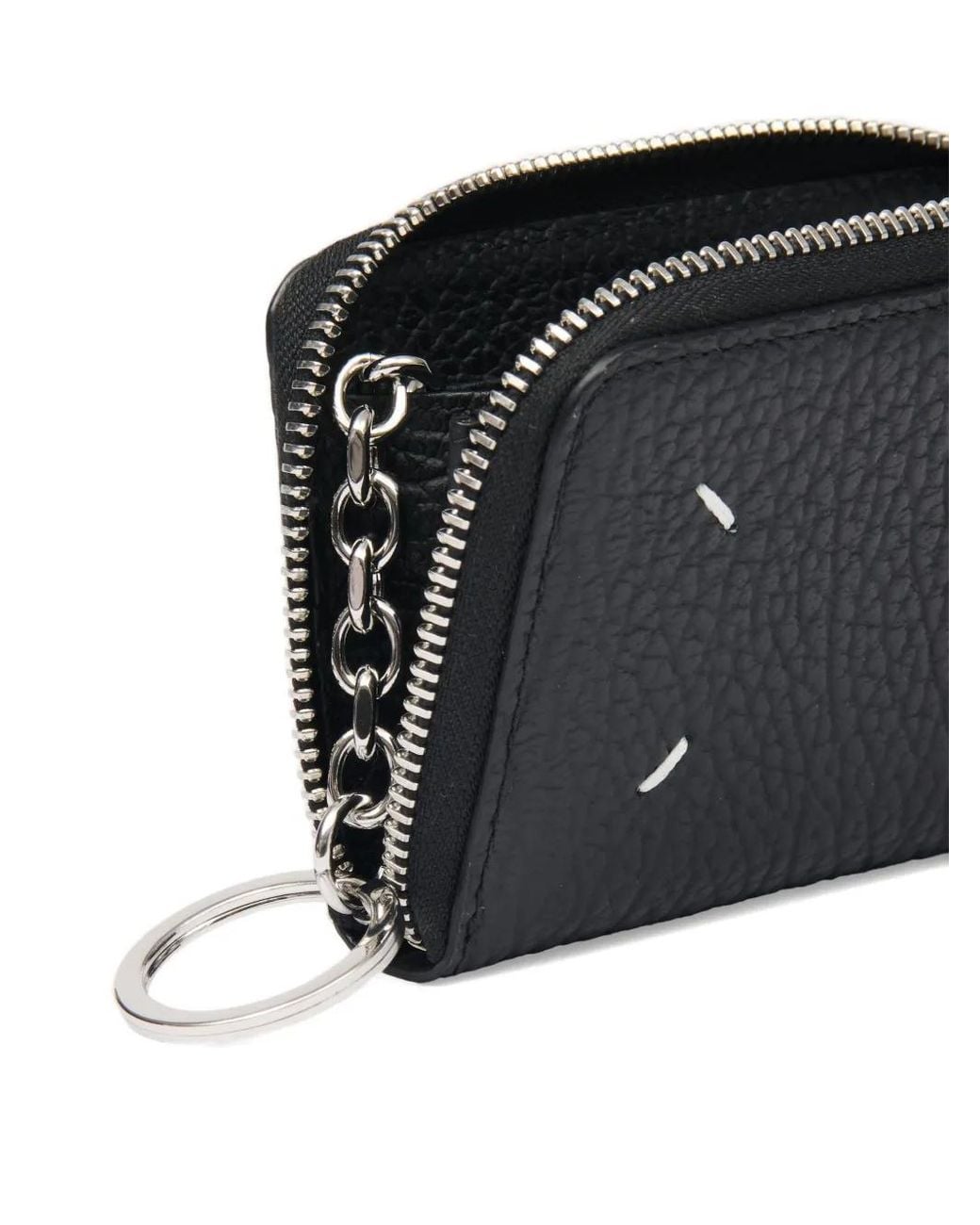 Maison Margiela Black Four Stitches Zip Coin Holder
