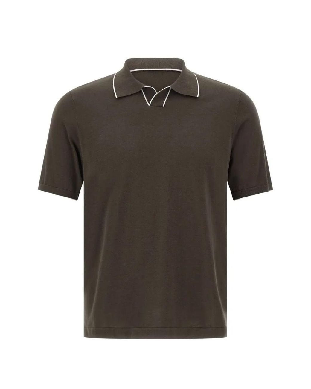 Kangra Gray Piped-Trim Polo-Collar T-Shirt for men
