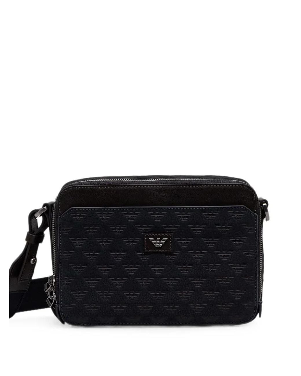 Emporio Armani Black Sac À Bandoulière En Cuir Texturé Avec Fermeture Zippée for men