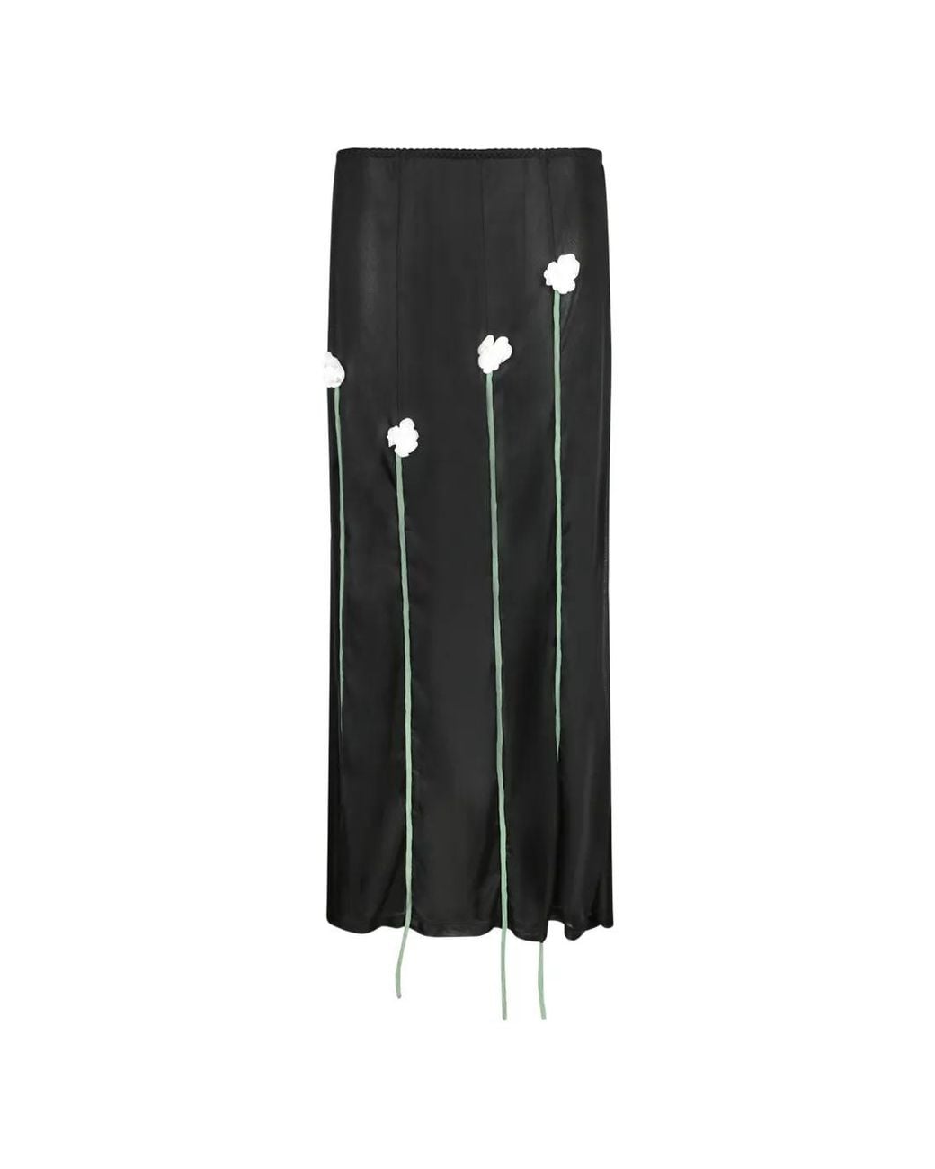 Moschino Black Floral-Appliqué Longline Maxi Skirt