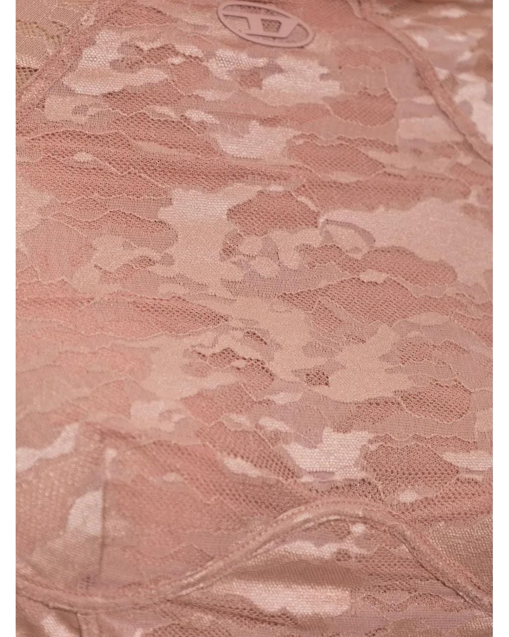 DIESEL Pink Lace-Overlay Open-Back Bodysuit