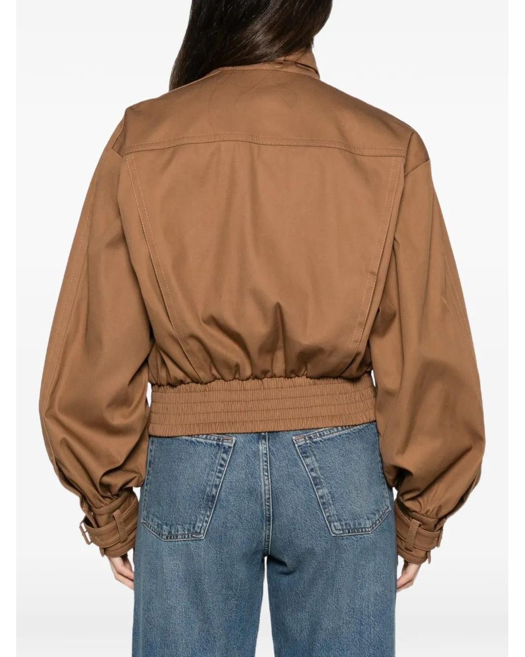 Zimmermann Brown Valiant Drill Buckled-Collar Cropped Jacket
