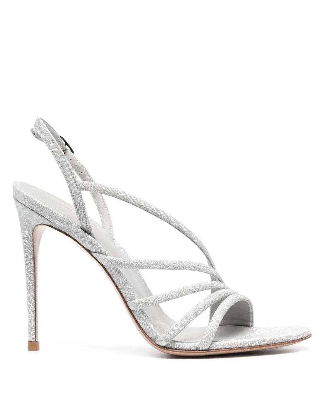 Le Silla White 115Mm Metallic Leather Sandals