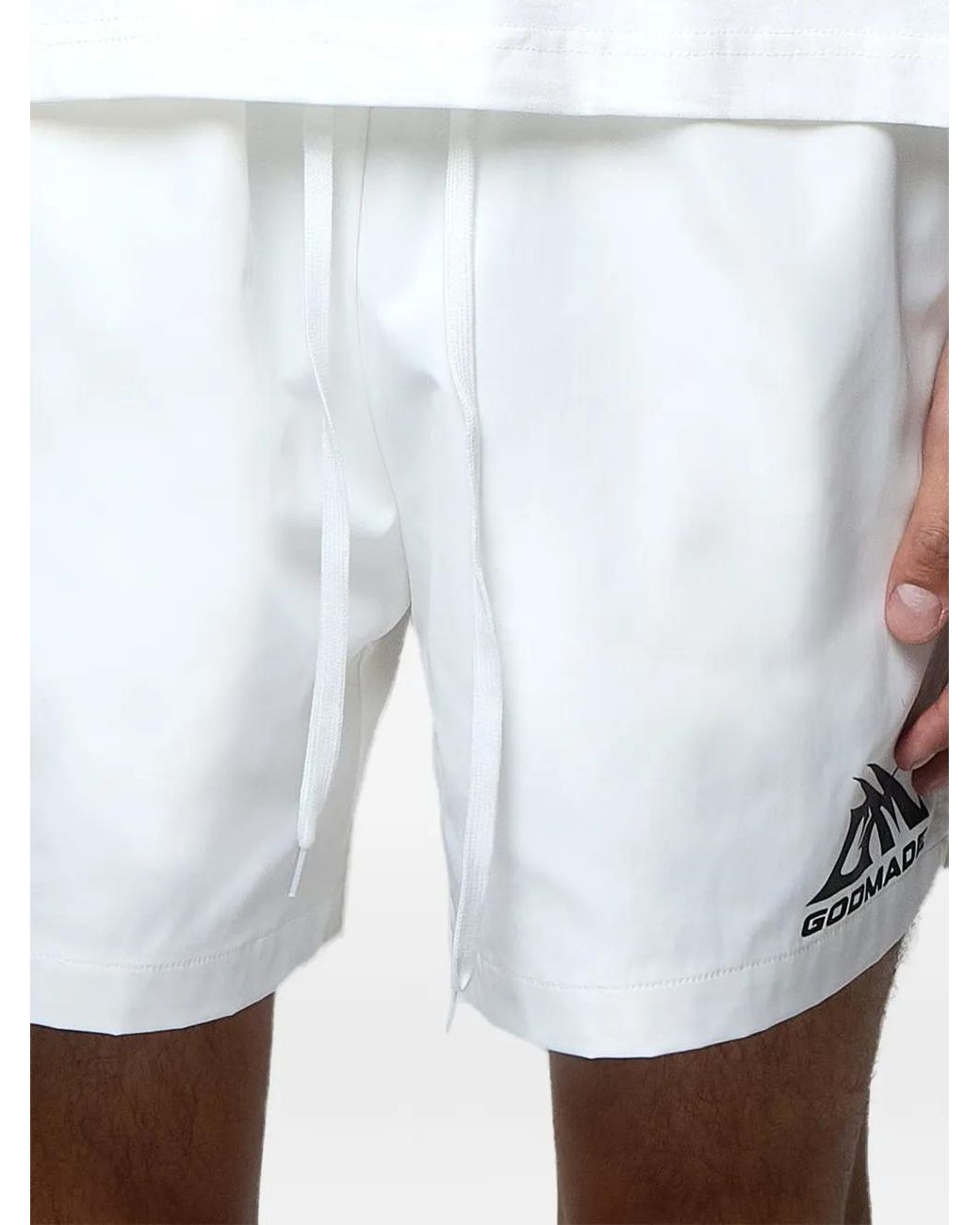 GODMADE White Short De Bain À Logo Imprimé for men