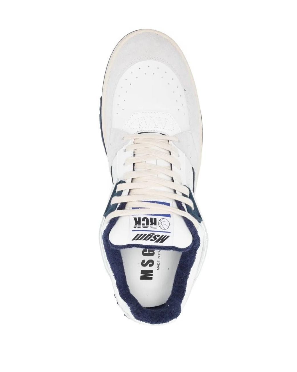 MSGM White Colour-Block Panelled Leather Sneakers for men