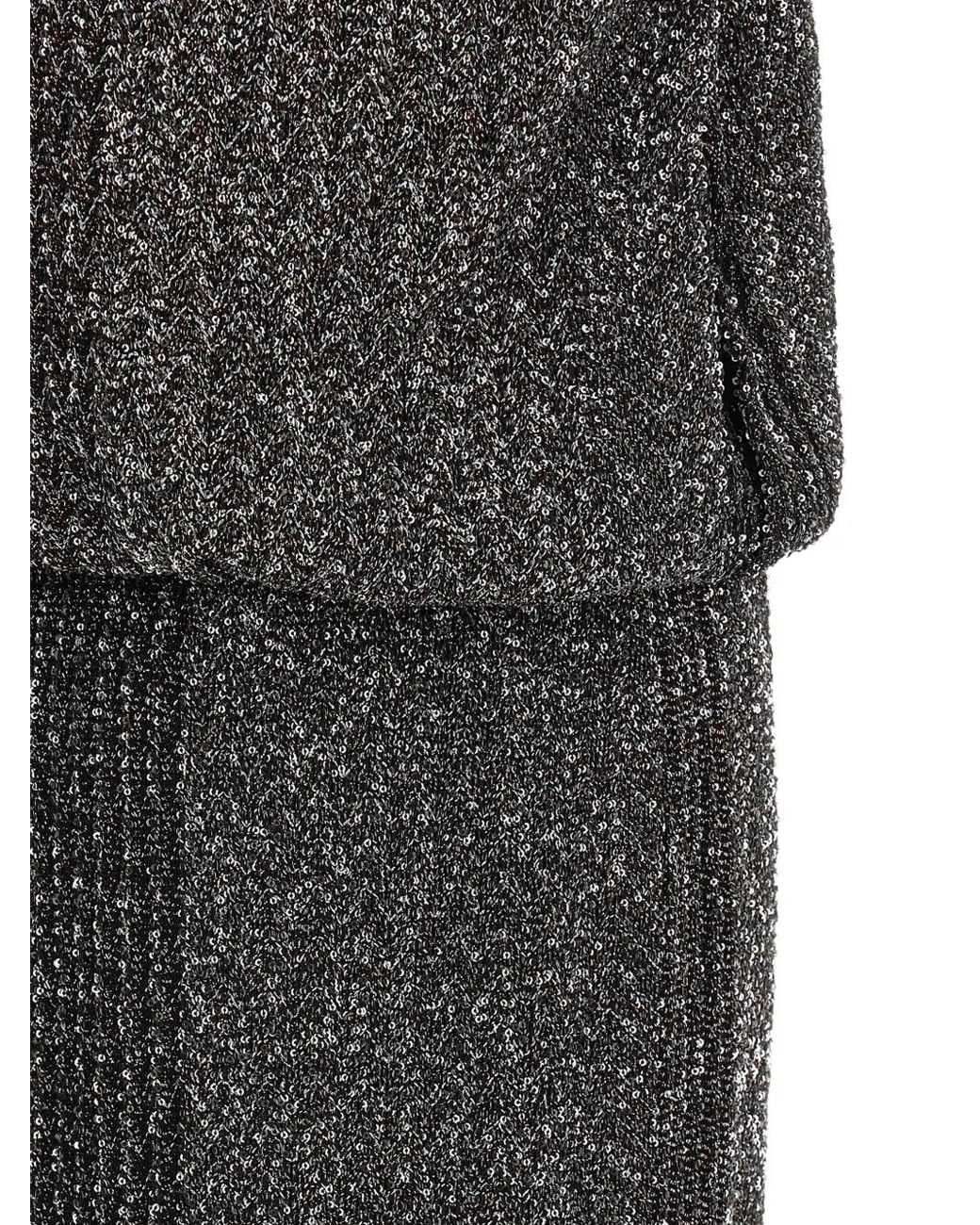 Missoni Gray Zigzag-Knit Midi Dress