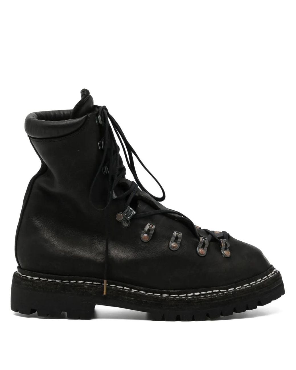 Guidi Black Lace-Up Full-Grain Leather Boots for men