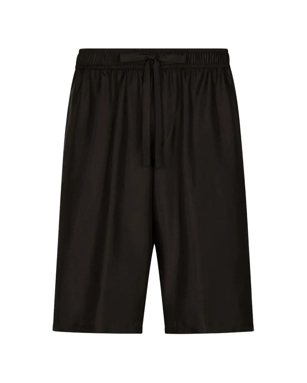 Dolce & Gabbana Black Embroidered Silk Jogging Shorts for men