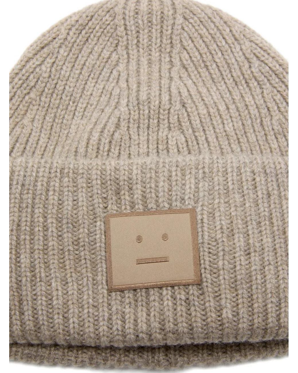 Acne Gray Square-Patch Beanie Hat