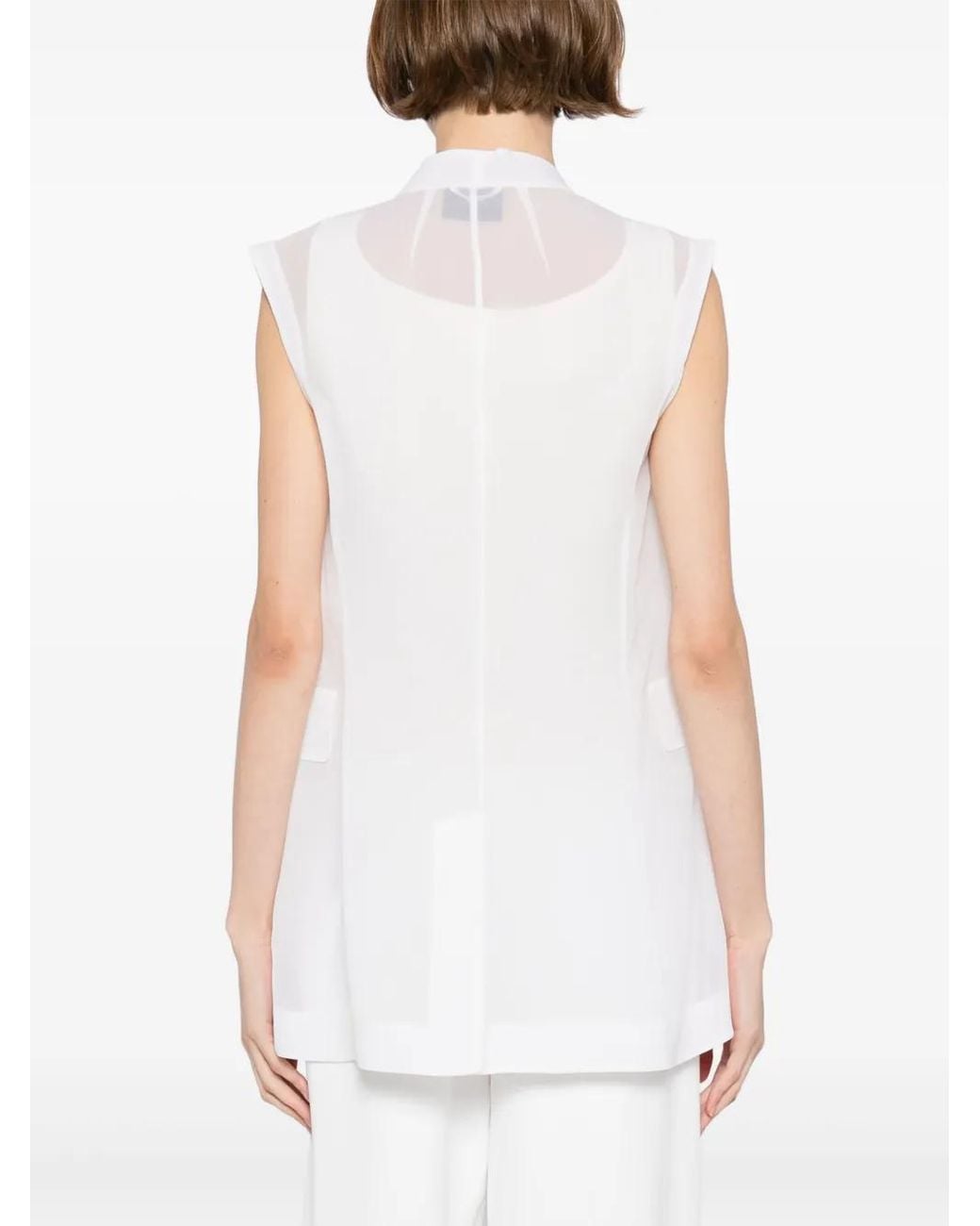 Akris White Sheer Silk Gilet