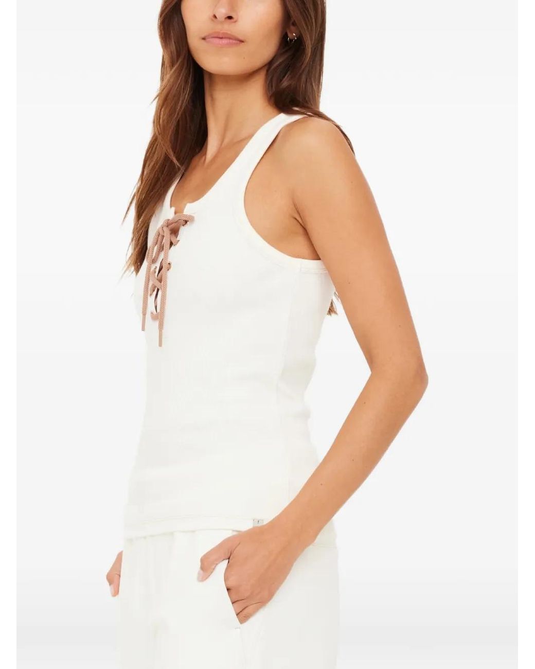 The Upside White Lace-Up Ribbed Tank Top