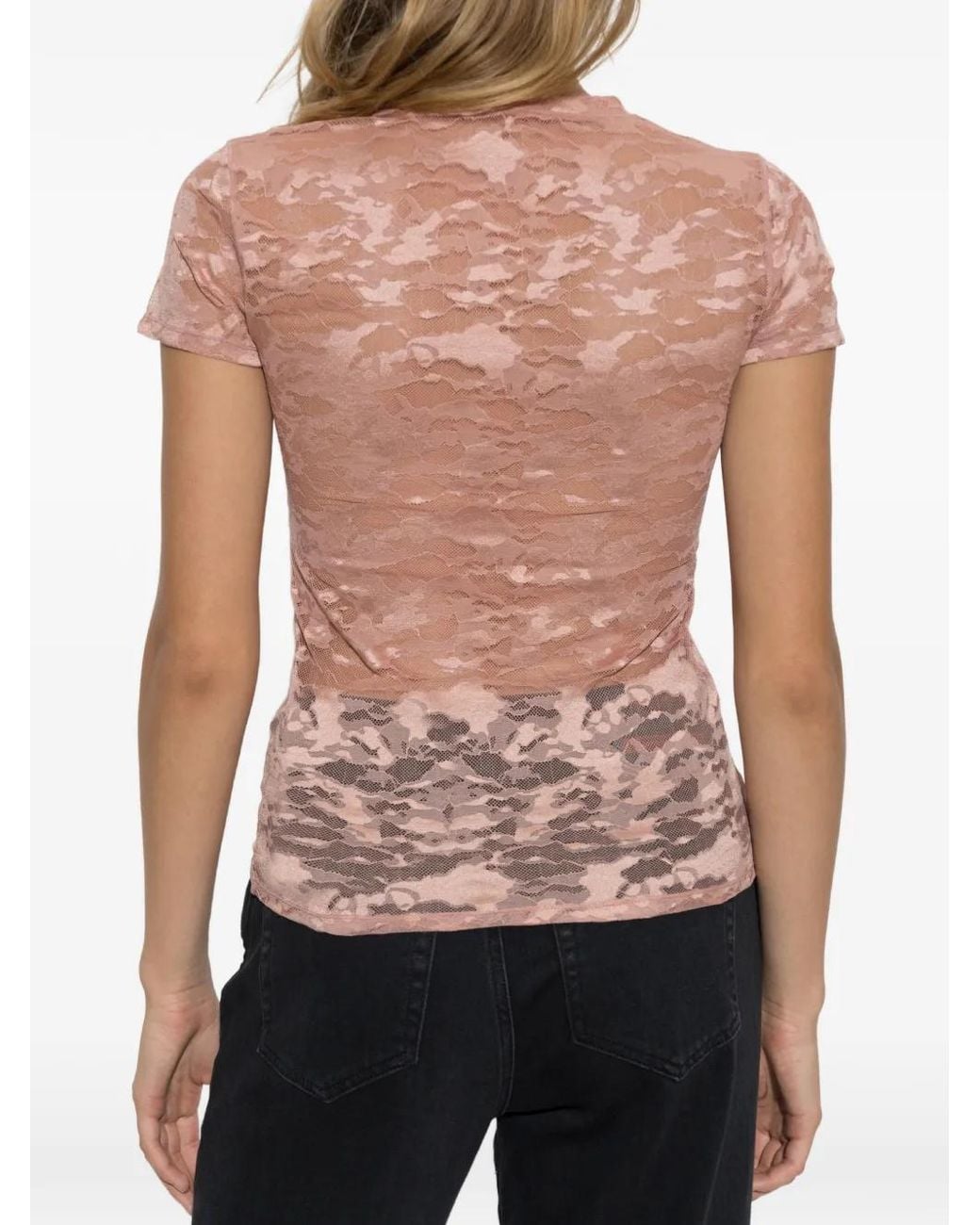 DIESEL Pink Camo Lace-Patterned T-Shirt