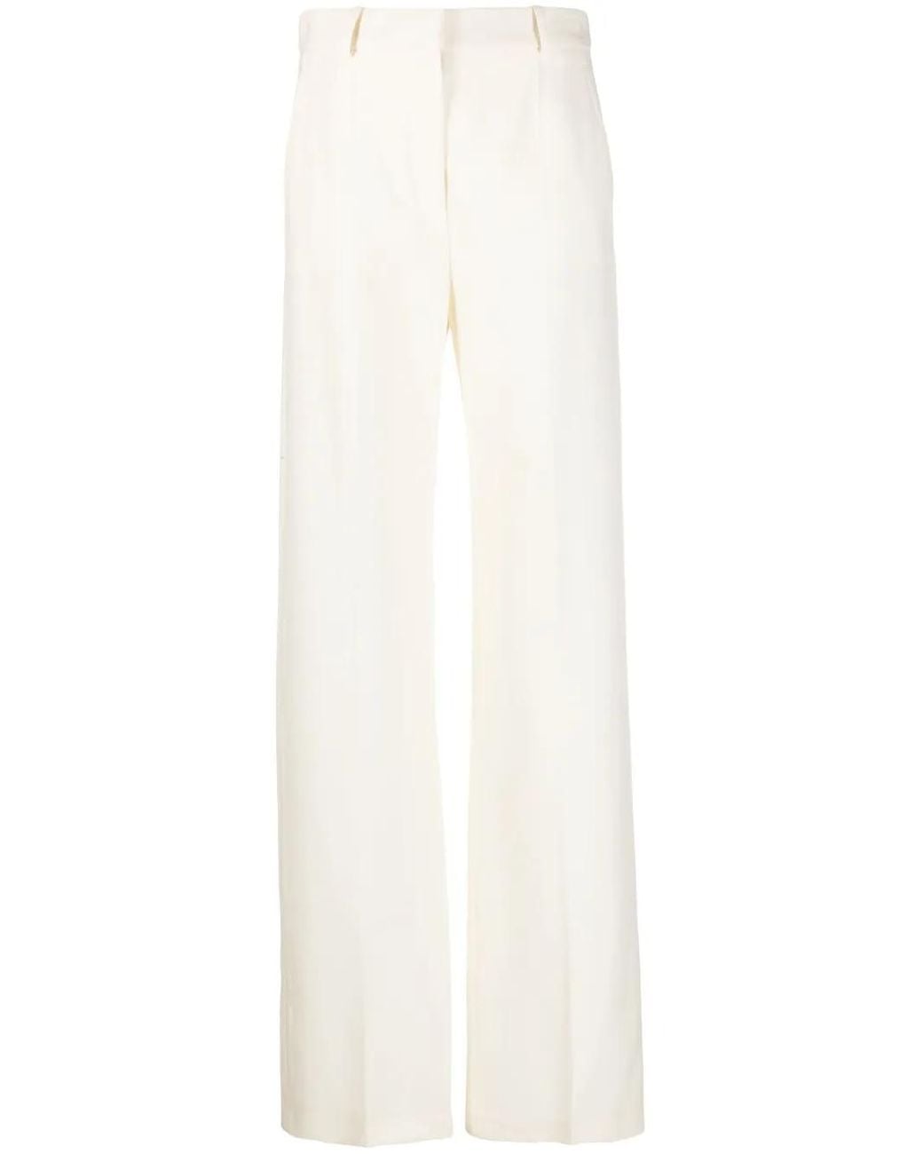 Stella McCartney White Straight-Leg Wool Trousers