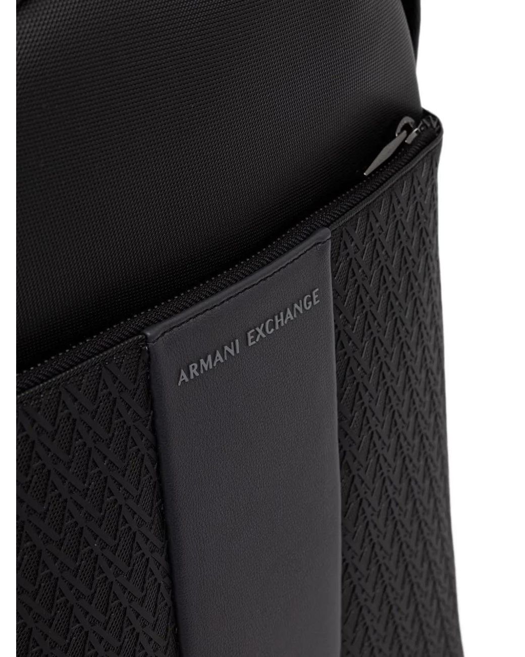 ARMANI EXCHANGE Black Logo-Embossed Backpack for men