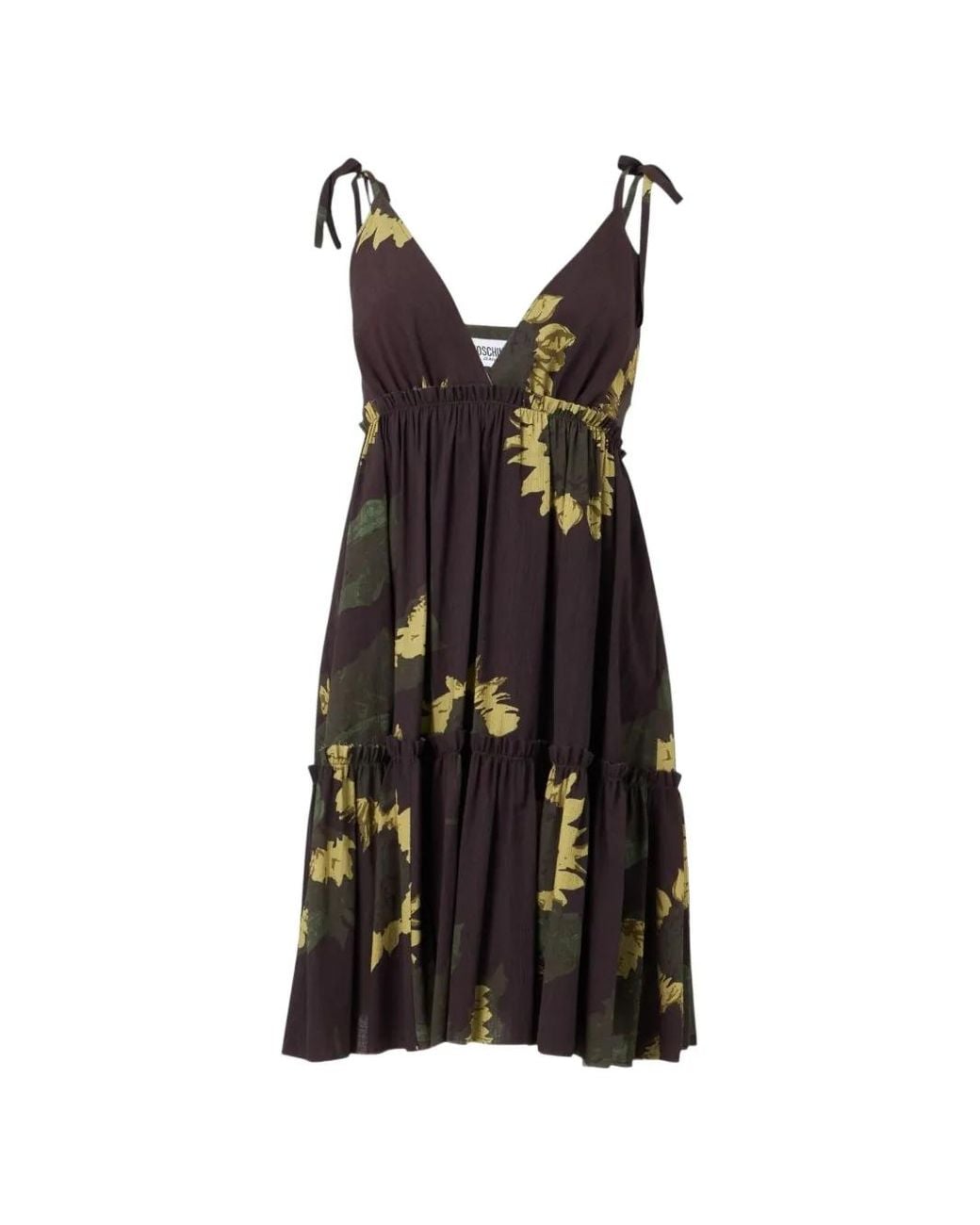 Moschino Black Floral-Print Ruffled-Tier Dress