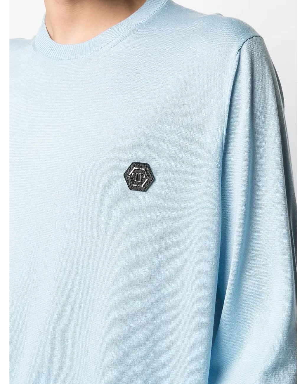 Philipp Plein Blue Logo Patch Sweatshirt for men