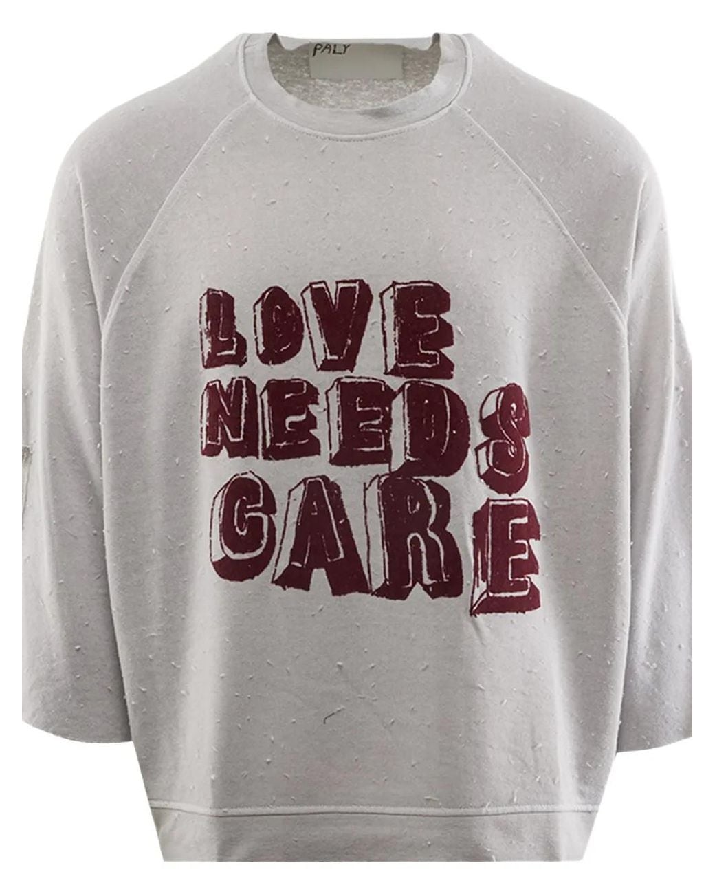 PALY Gray Distressed-Effect Raglan-Sleeve T-Shirt for men