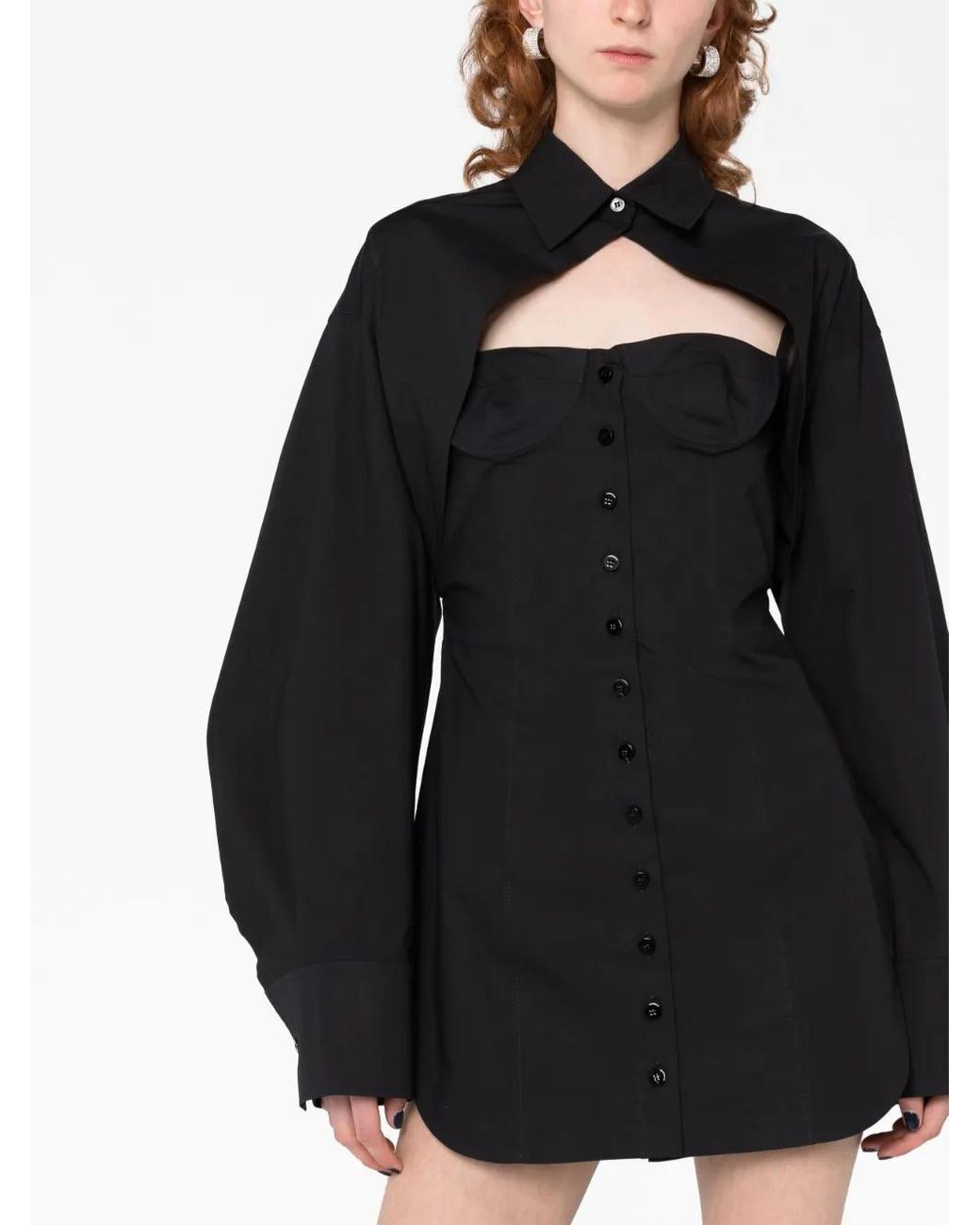 The Attico Black Cut-out Bustier Shirtdress