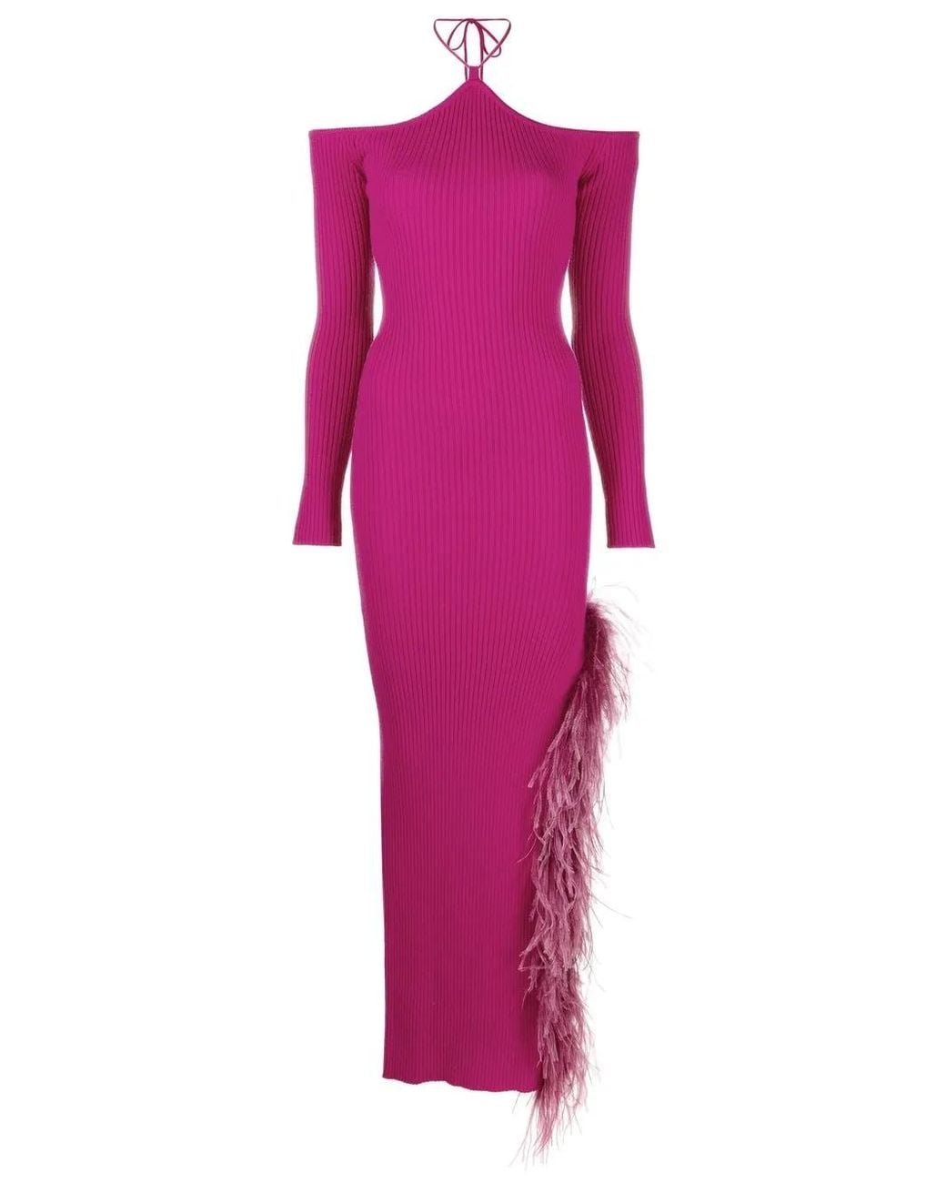 GIUSEPPE DI MORABITO Pink Tie-Neck Midi Dress