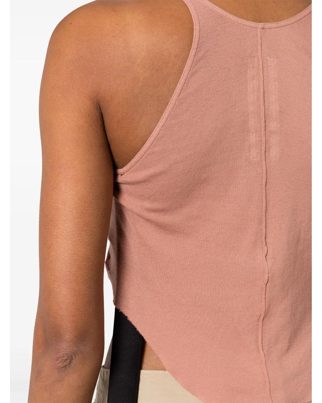Rick Owens White Cropped Cotton Tank Top