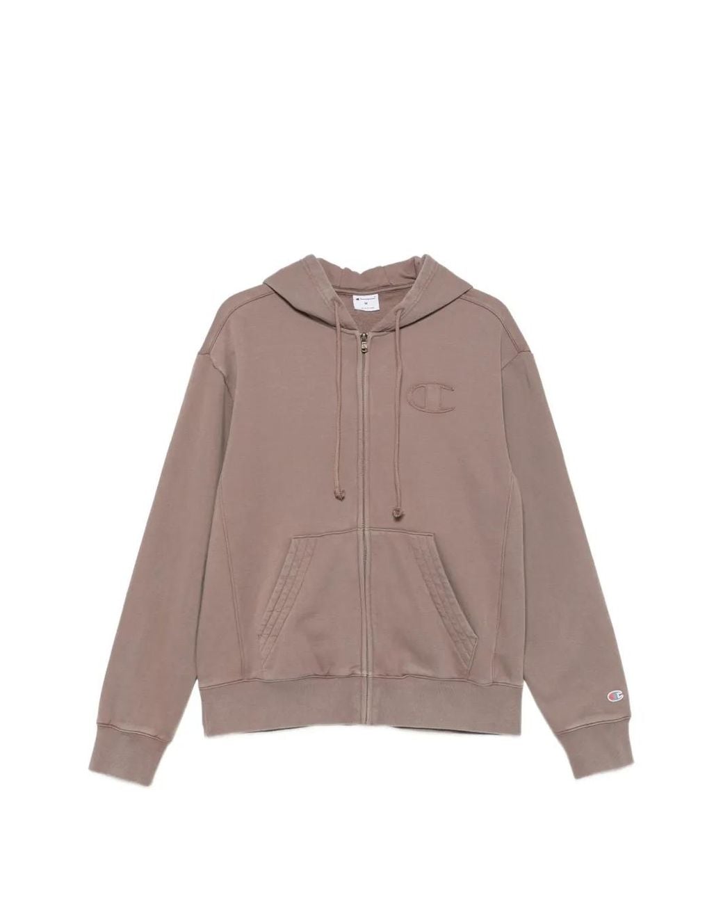Champion Brown Logo-Embroidered Zip-Up Hoodie for men