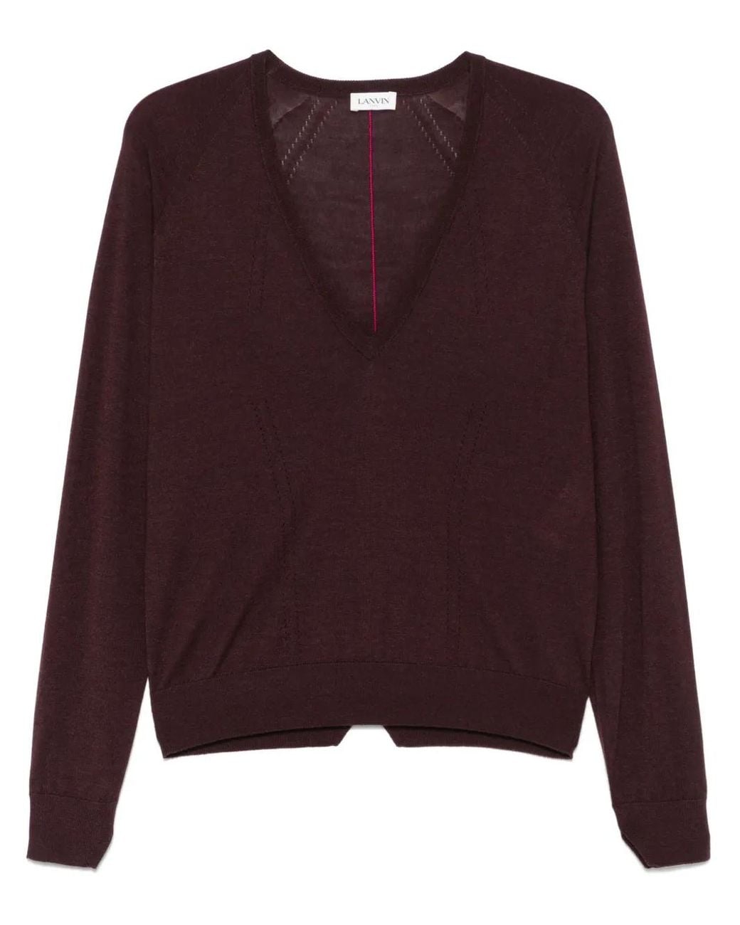Lanvin Purple Pointelle-Trim Sweater