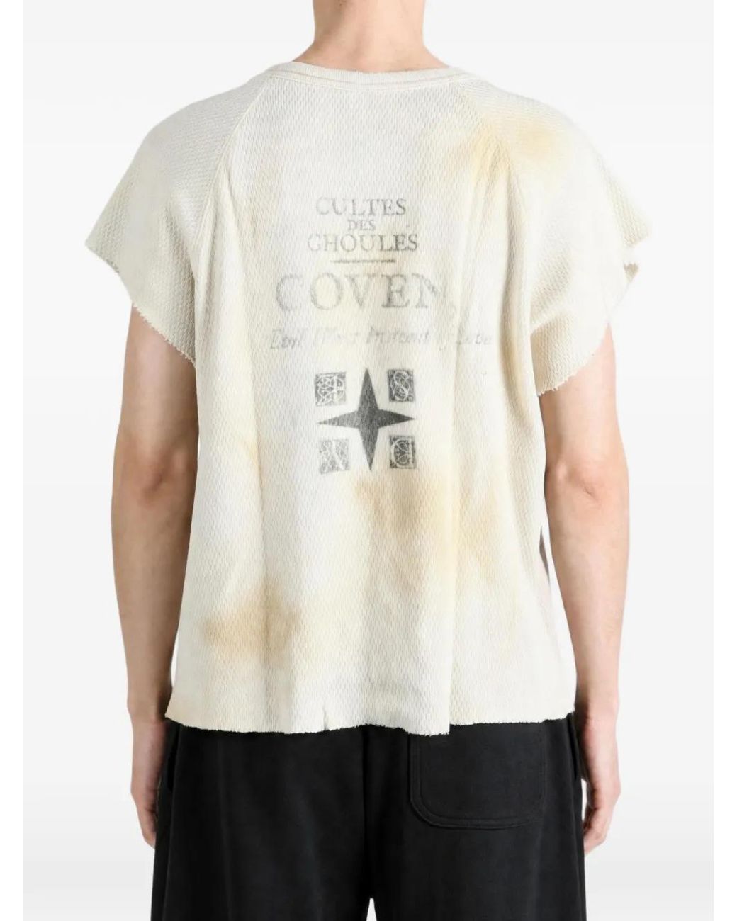 SAITOS White Waffle Mess Graphic-Print T-Shirt