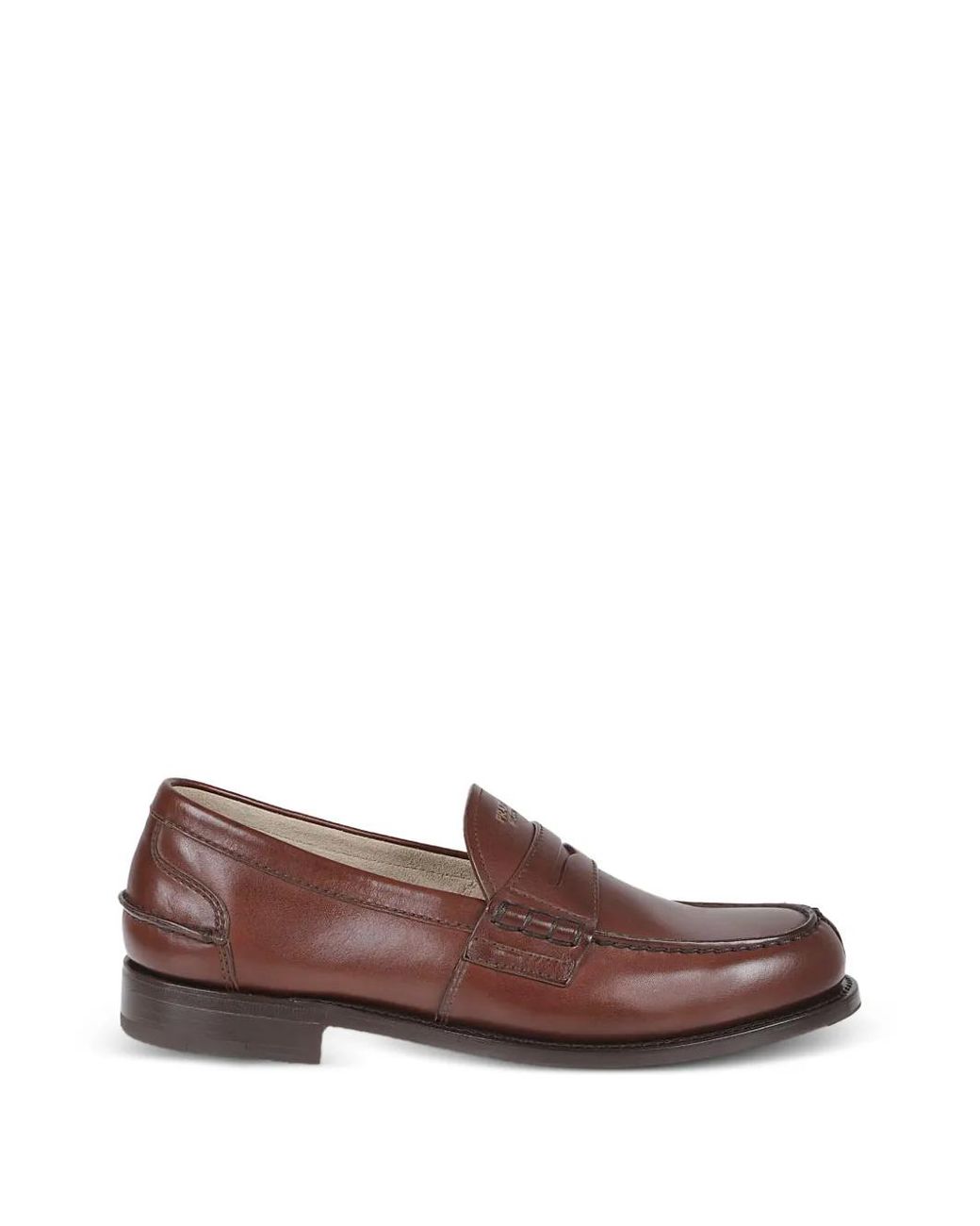 Prada Brown Mocassins En Cuir À Logo for men