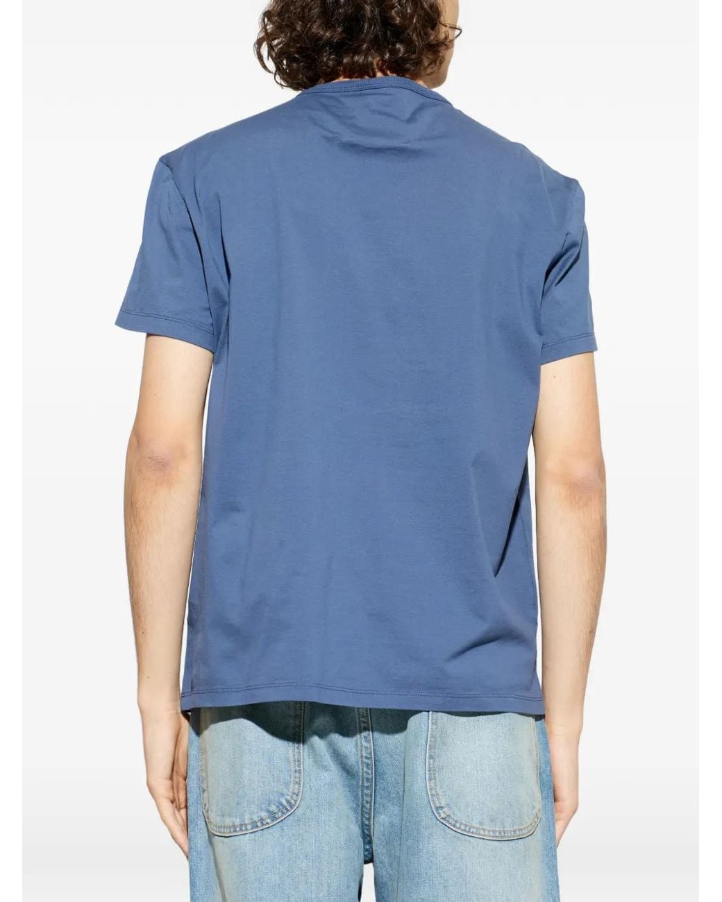 Maison Margiela Blue Distorted Logo T-Shirt for men