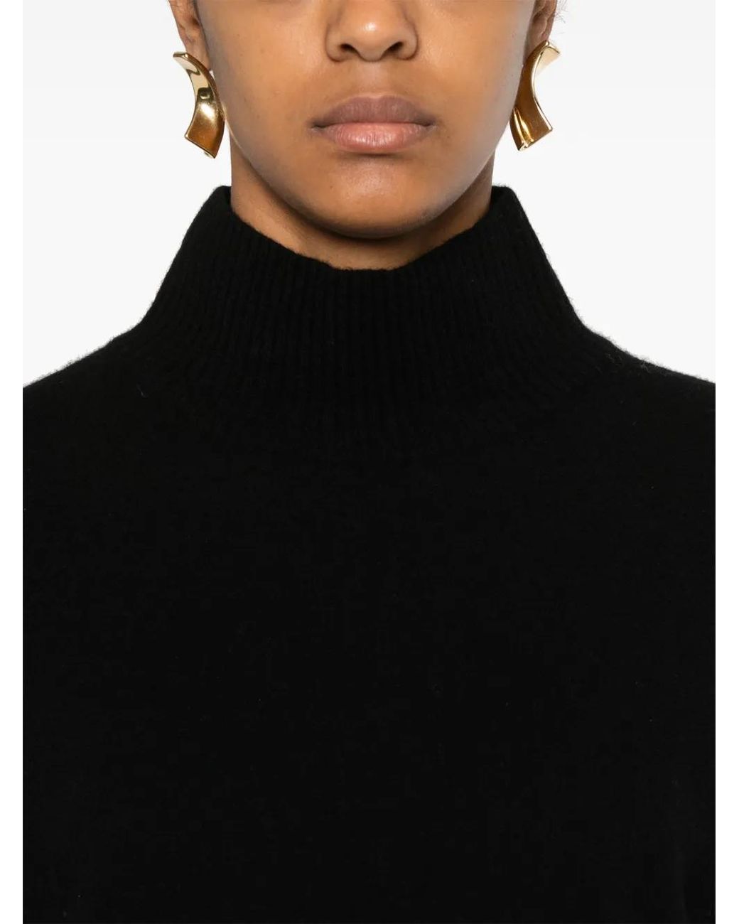 Vince Black High-Neck Raglan-Sleeves Sweater