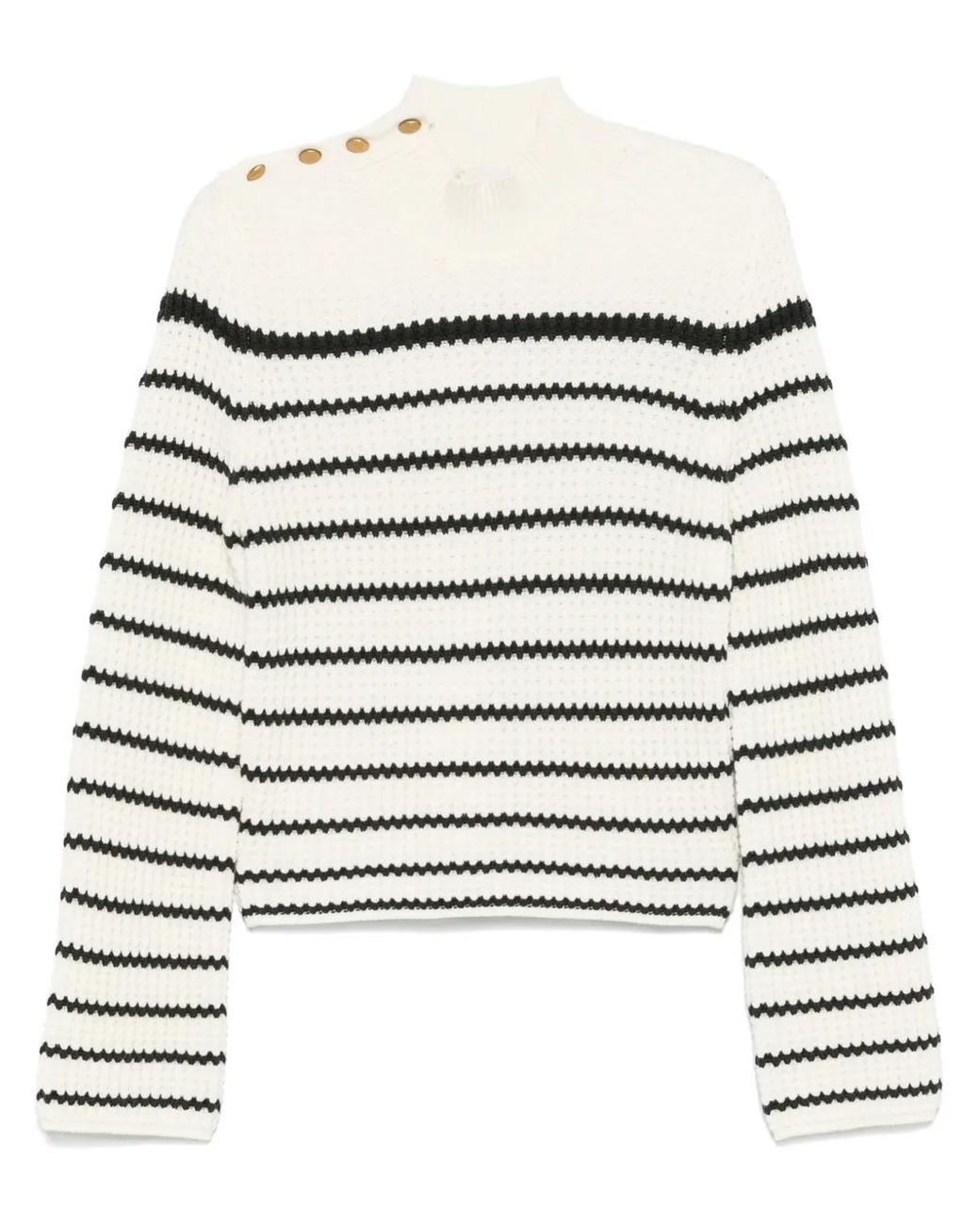 Forte_forte White High-Neck Striped Sweater