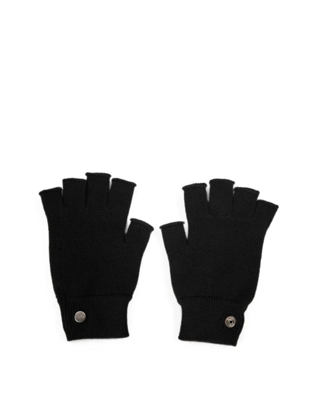 Rick Owens Black Fingerless Press-Stud Gloves for men