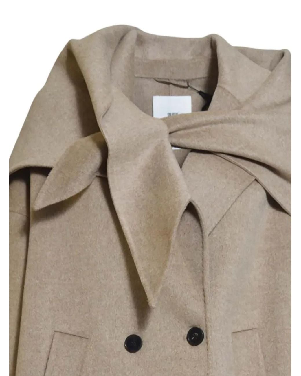 SOLOTRE Natural Double-Breasted Shawl-Collar Coat