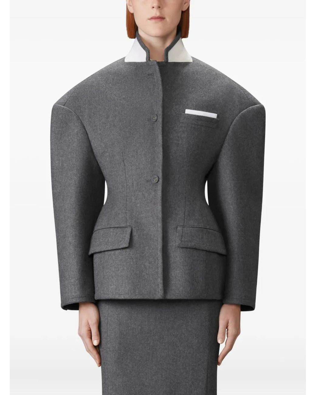 Thom Browne Gray Solid Wool Flannel Cocoon Sportcoat