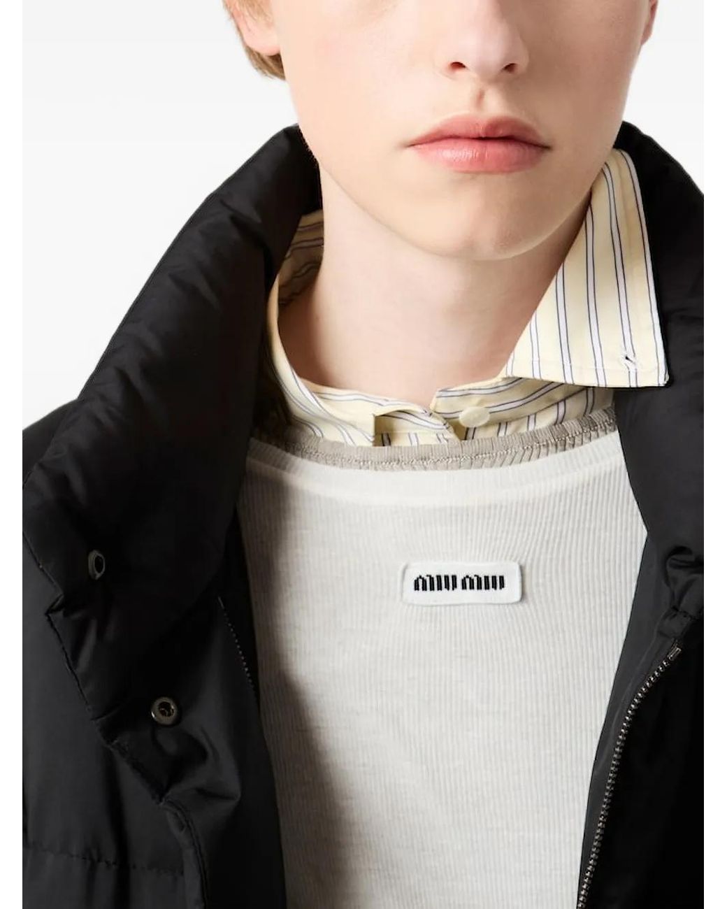 Miu Miu Black Drawstring-Waist Coat