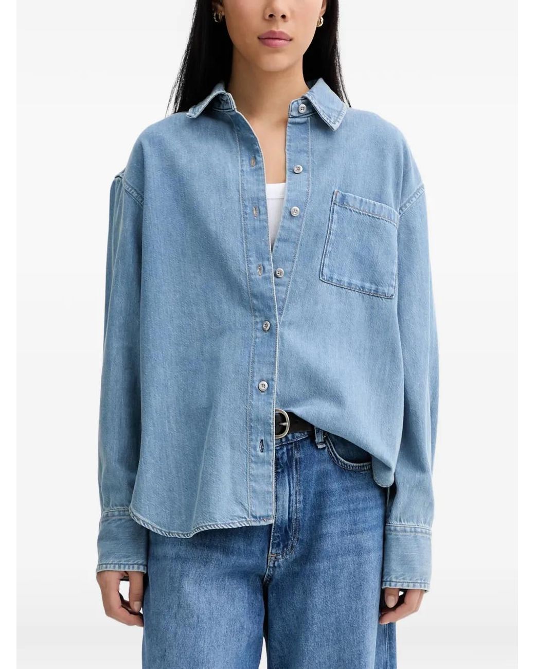 Rag & Bone Blue Chemise À Poche Plaquée
