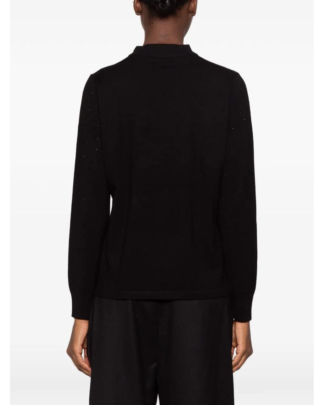 Betty Barclay Black Rhinestone-Embellished High-Neck Sweater