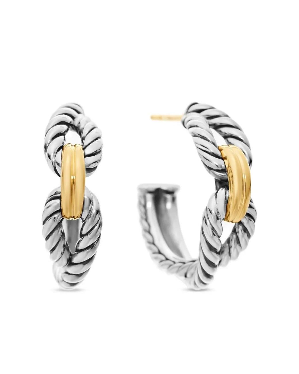 David Yurman Metallic 18Kt And Sterling Cable Loop Hoop Earrings (22Mm)