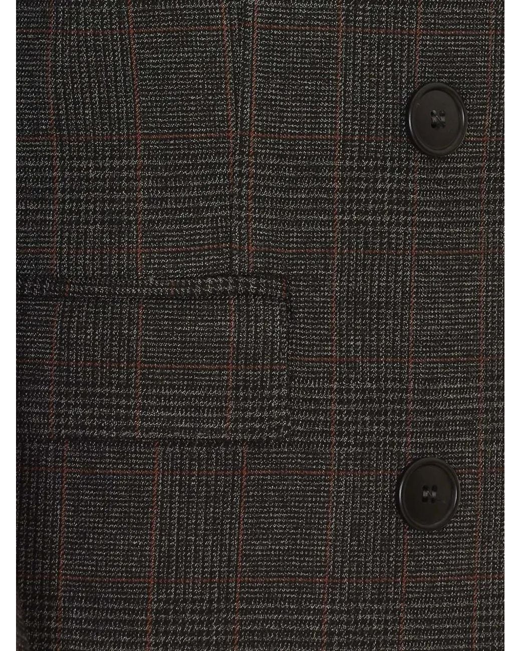 RUE DU BAC Gray Check-Pattern Double-Breasted Blazer