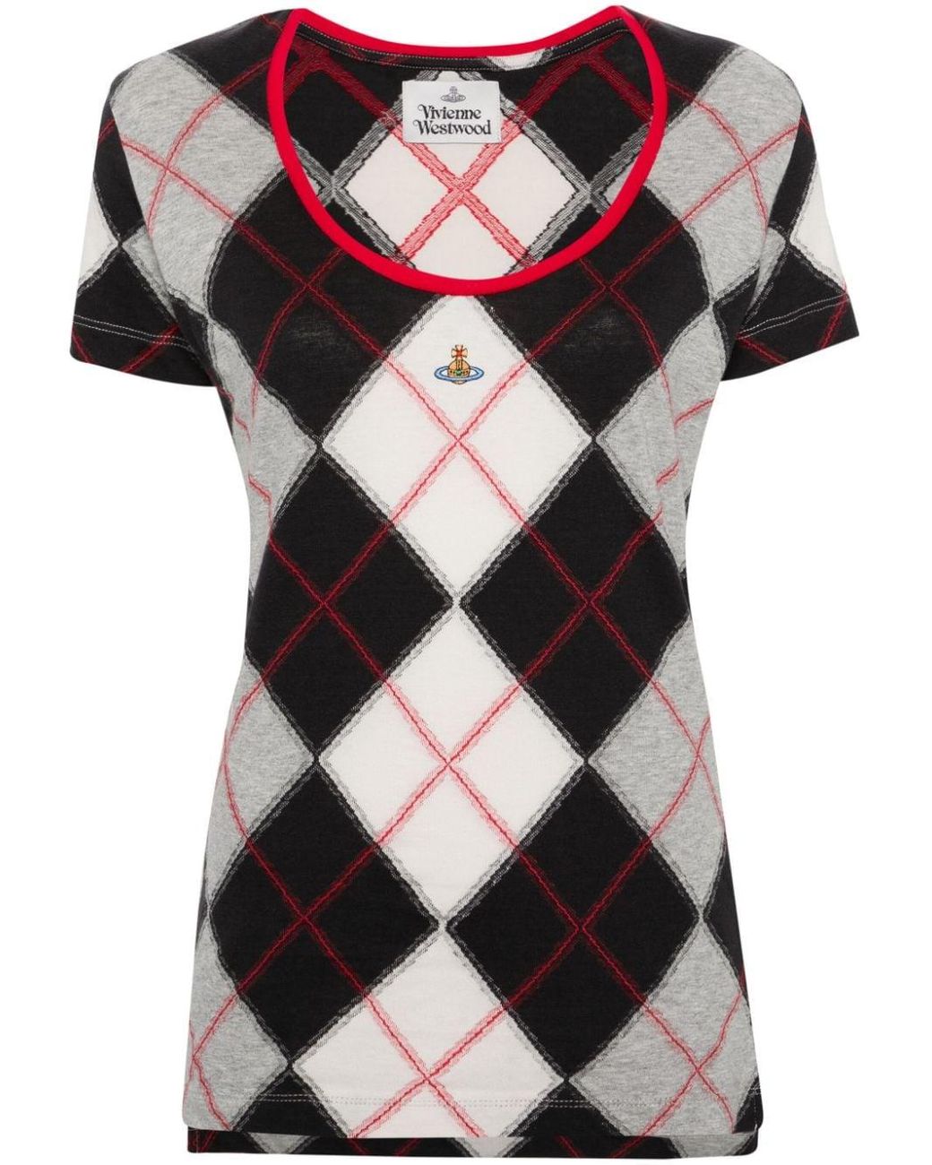 Vivienne Westwood Lollo Argyle-pattern T-shirt in Black | Lyst