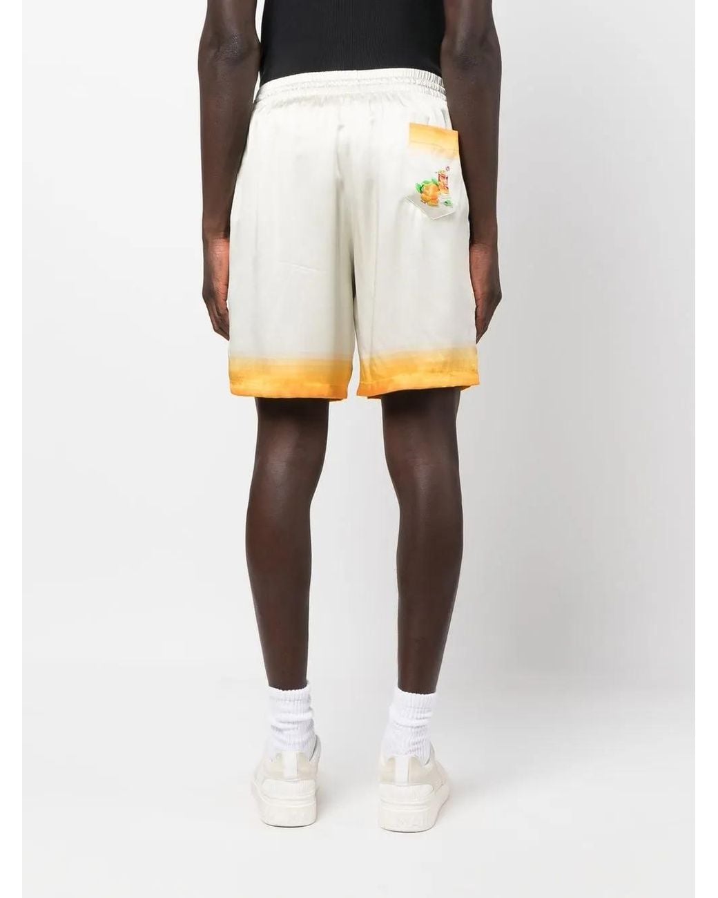 Casablanca White Graphic-Print Silk Shorts for men