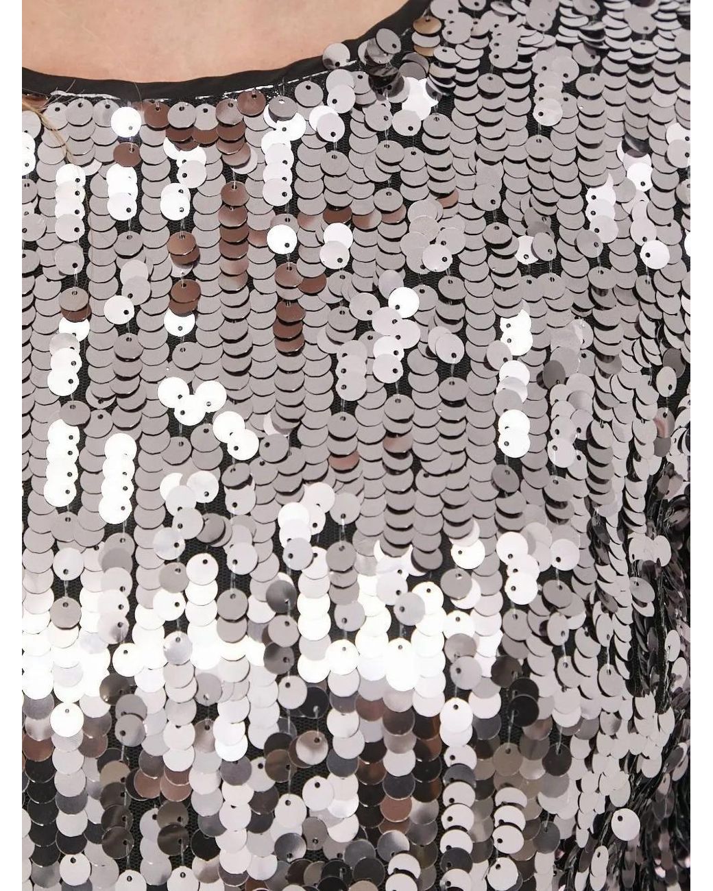 Robe Courte À Sequins Bardot en coloris White