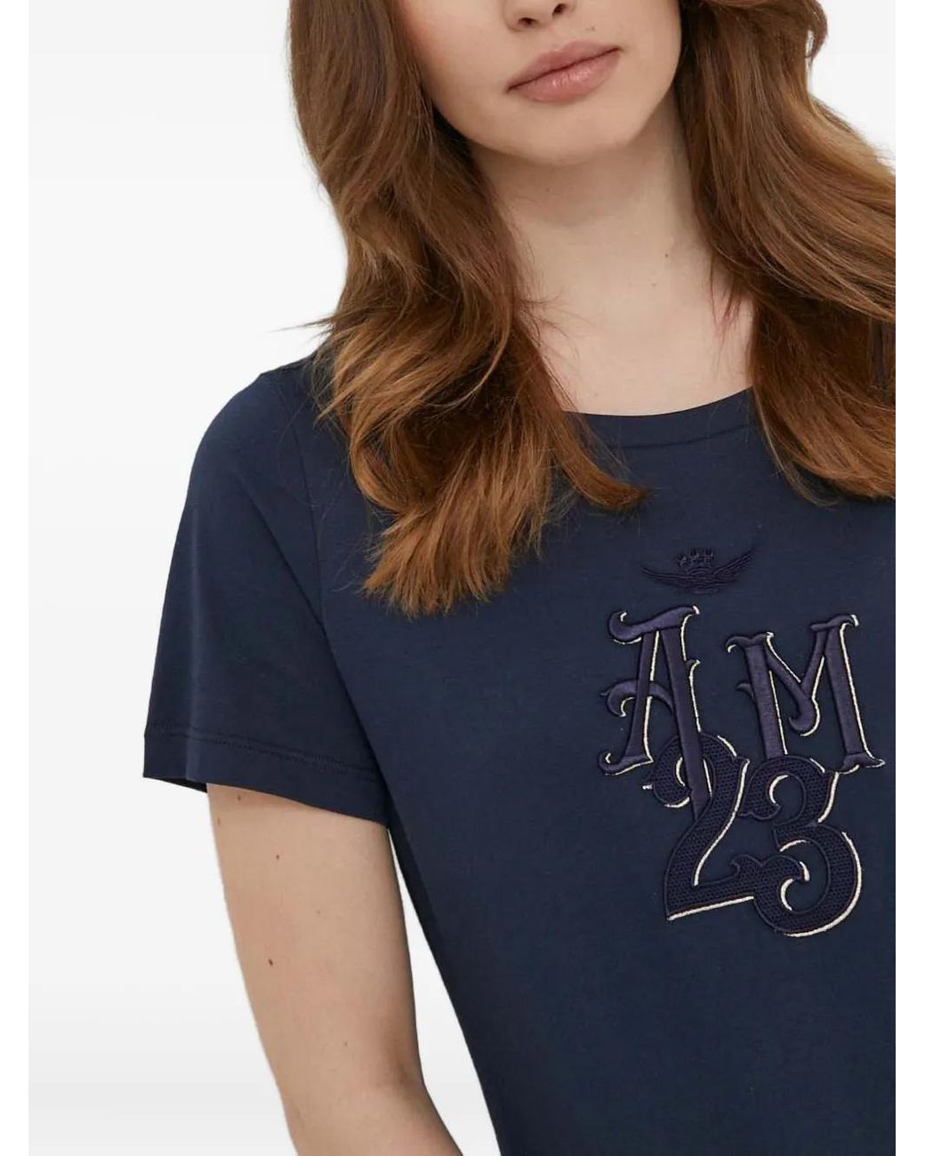 Aeronautica Militare Blue Embroidered Logo T-Shirt