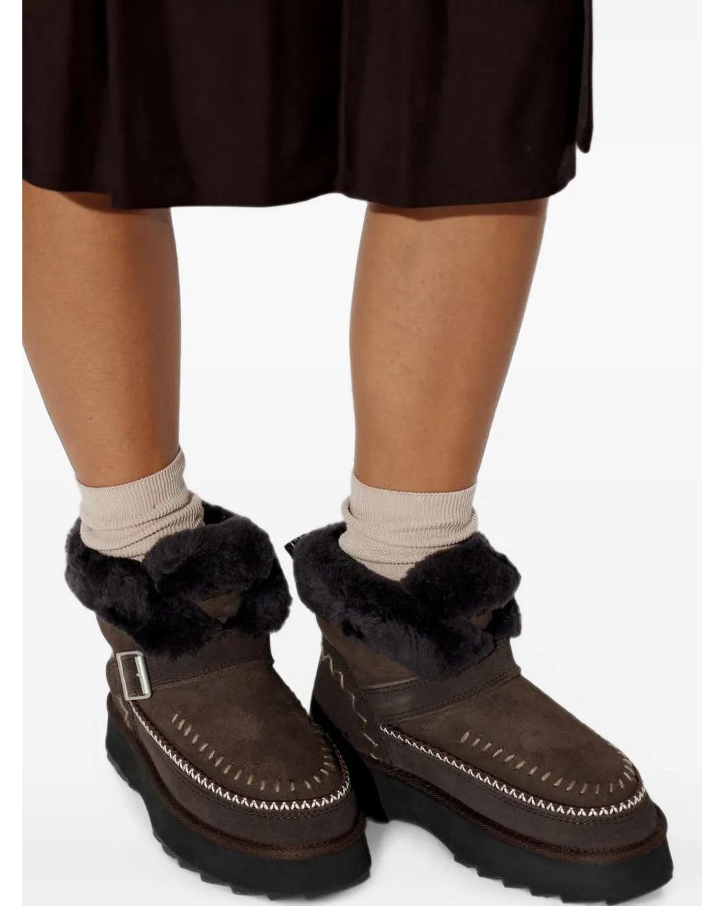 EMU Black Sunnie Shearling-Trim Platform Boots