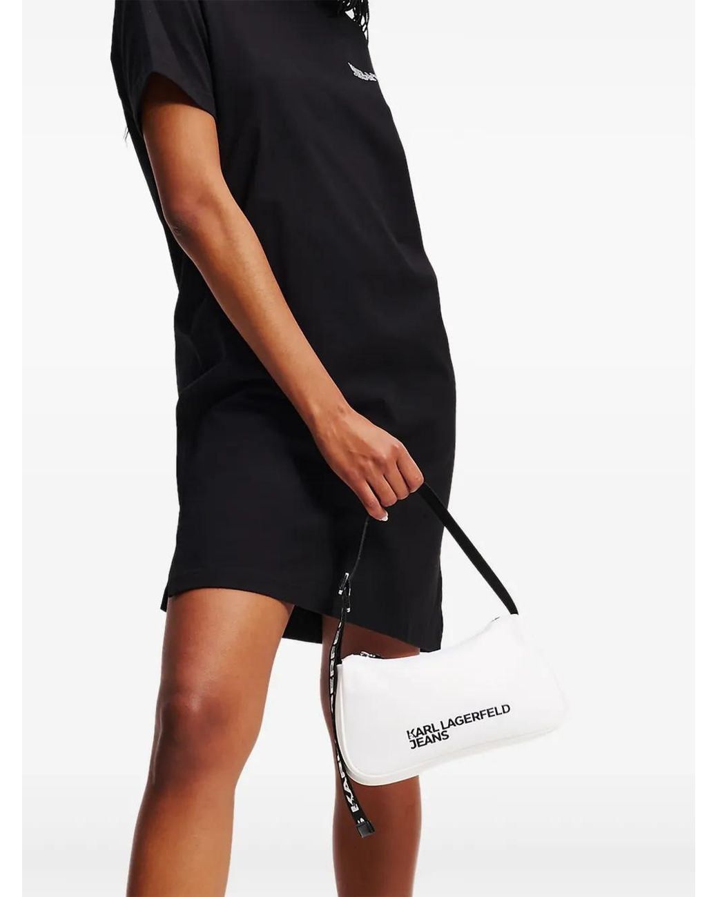 Karl Lagerfeld Black Logo-Print T-Shirt Dress