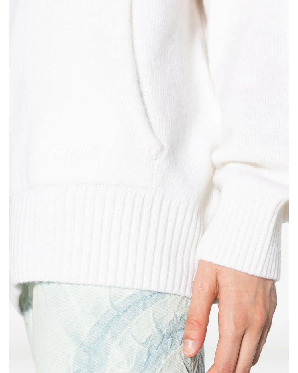 MSGM White Logo-Embroidered Wool-Cashmere Hoodie