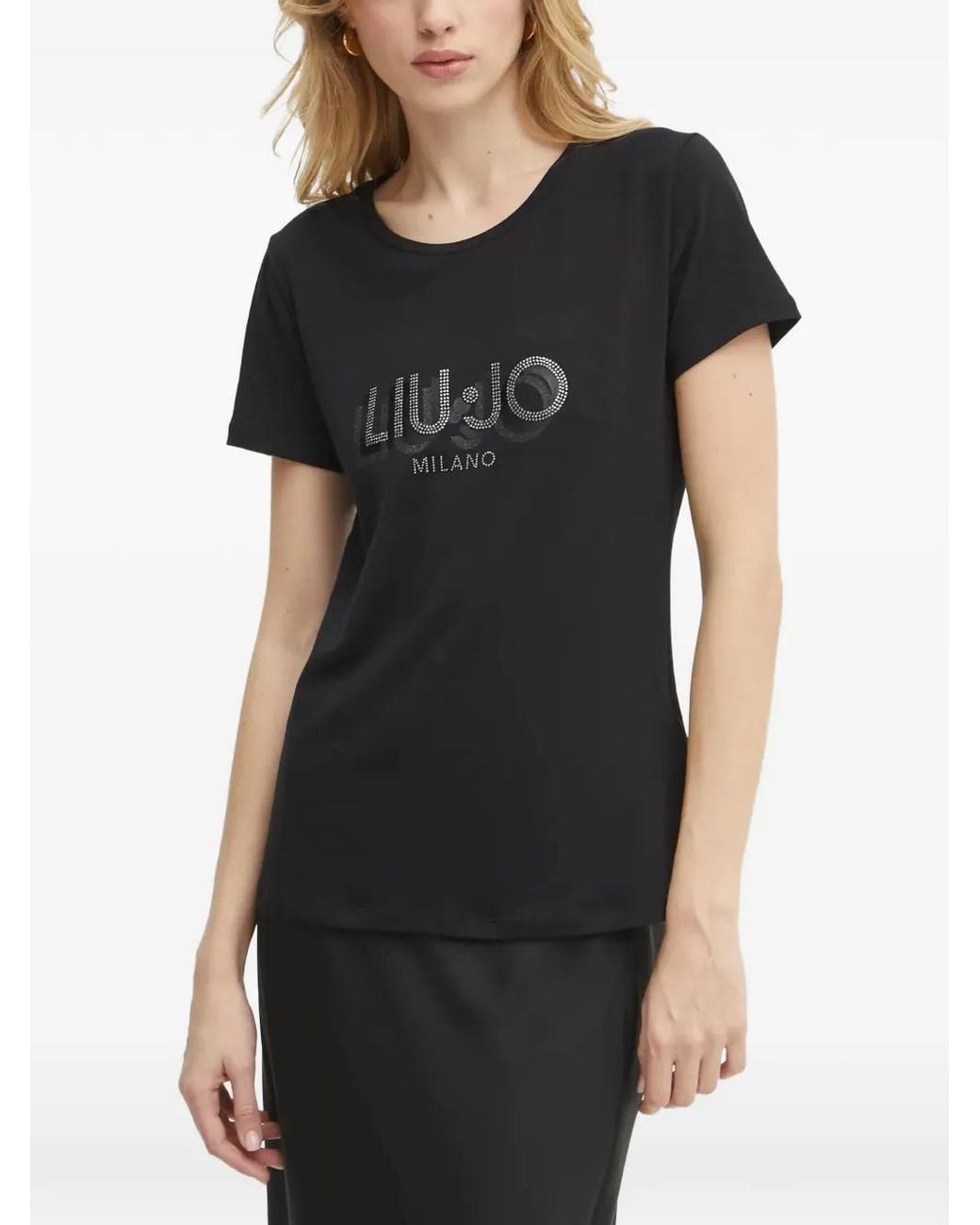 Liu Jo Black Logo-Print T-Shirt