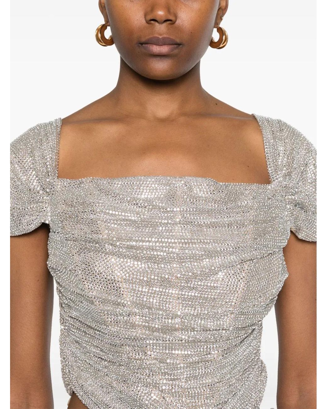 GIUSEPPE DI MORABITO White Crystal-Embellished Top